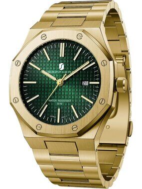 SAPPHERO Watches for Men Waterproof Men's Watch Stainless Steel Octagonal Date